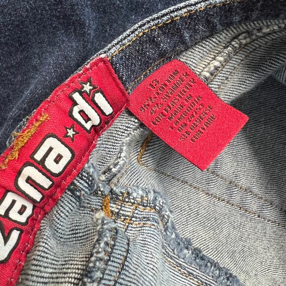 Vintage Y2K Zana Di Flare Jeans Side Lace Up Tie Size 13 Stretch Dark Wash Low - Picture 7 of 7